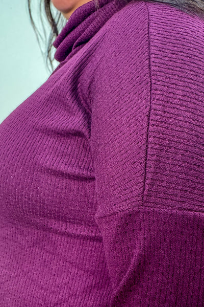 Wine Slouchy Cowl Neck Top details