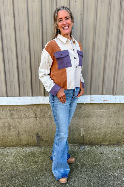 Cream & Rust Corduroy Jacket styled