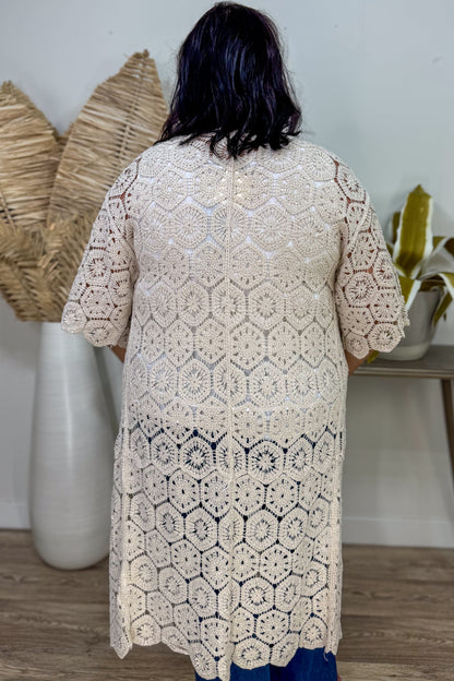 Ivory Crochet Kimono back