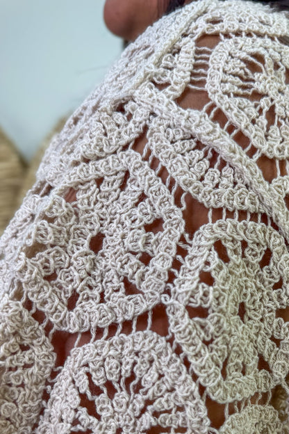 Ivory Crochet Kimono details