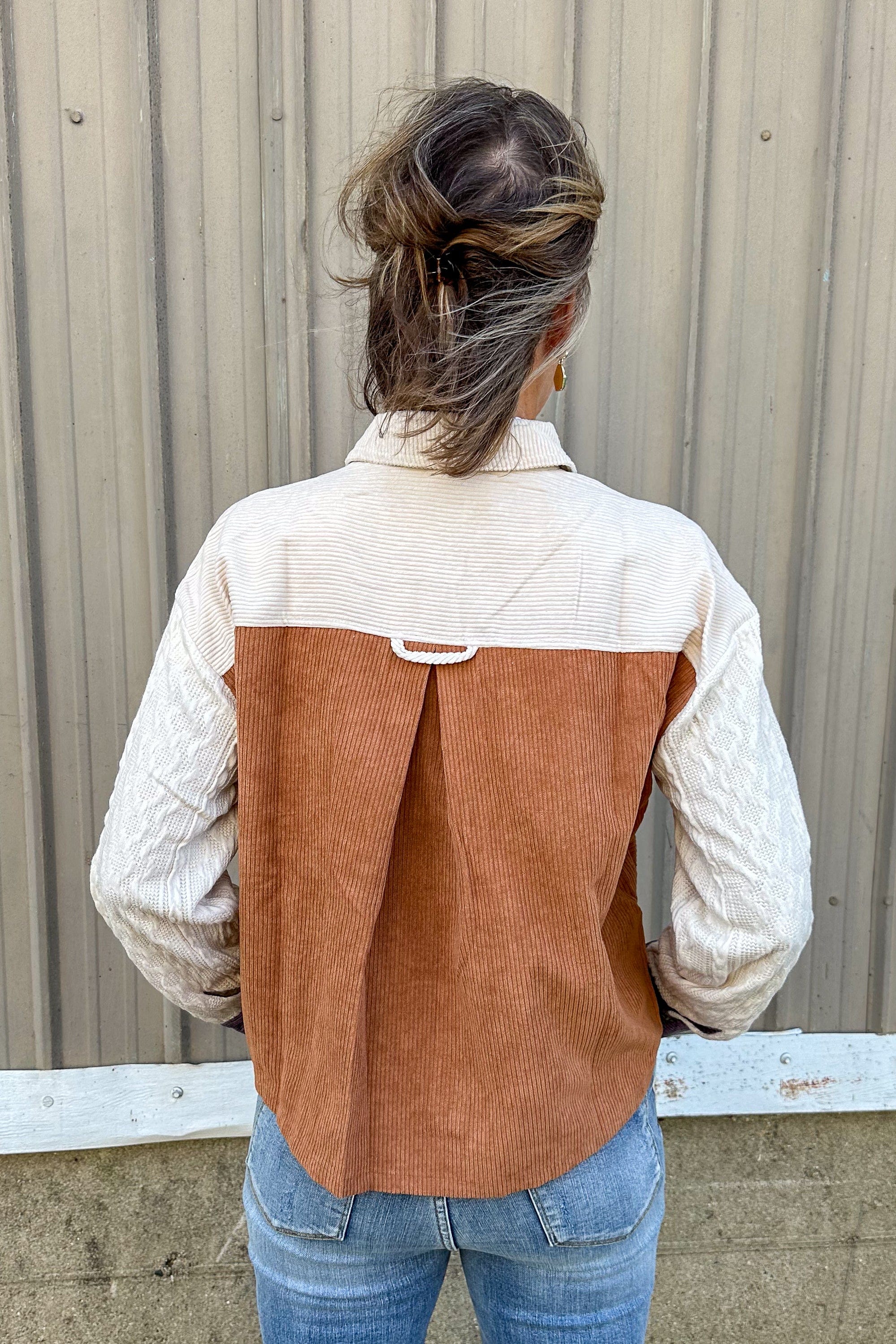 Cream & Rust Corduroy Jacket back