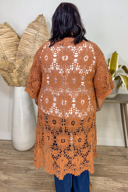 Rust Crochet Kimono back