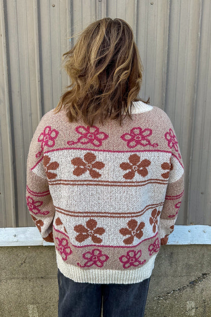 Ivory Multi Print Cardigan back