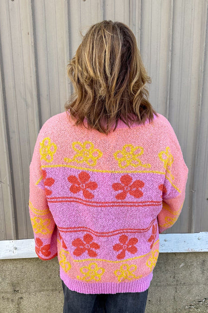 Lavender Multi Print Cardigan back