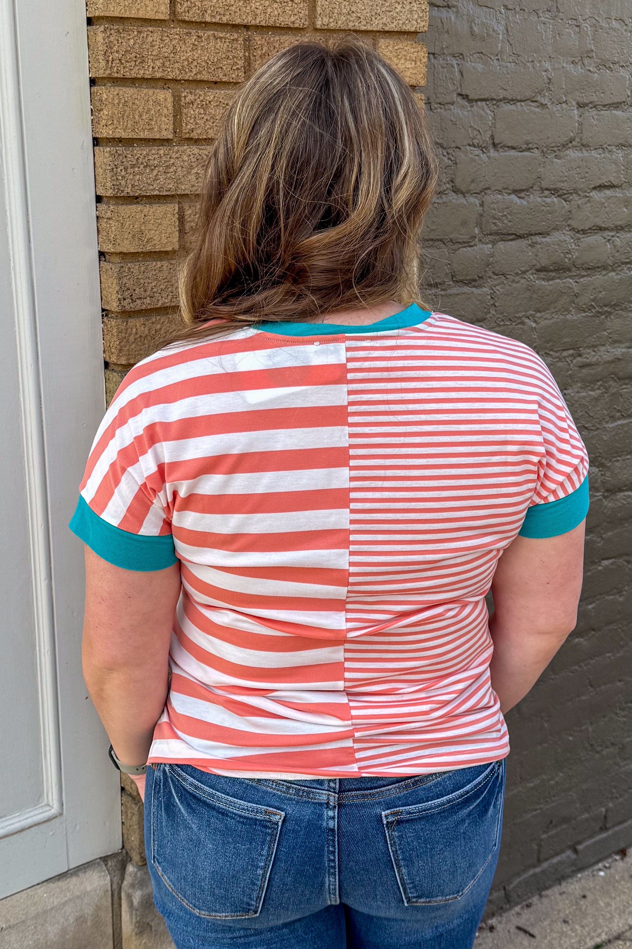 Dark Peach Cabana Stripe Top