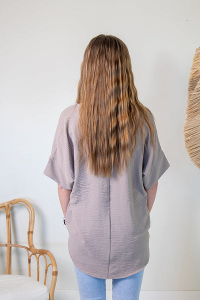 Mocha Breezy V-Neck Blouse