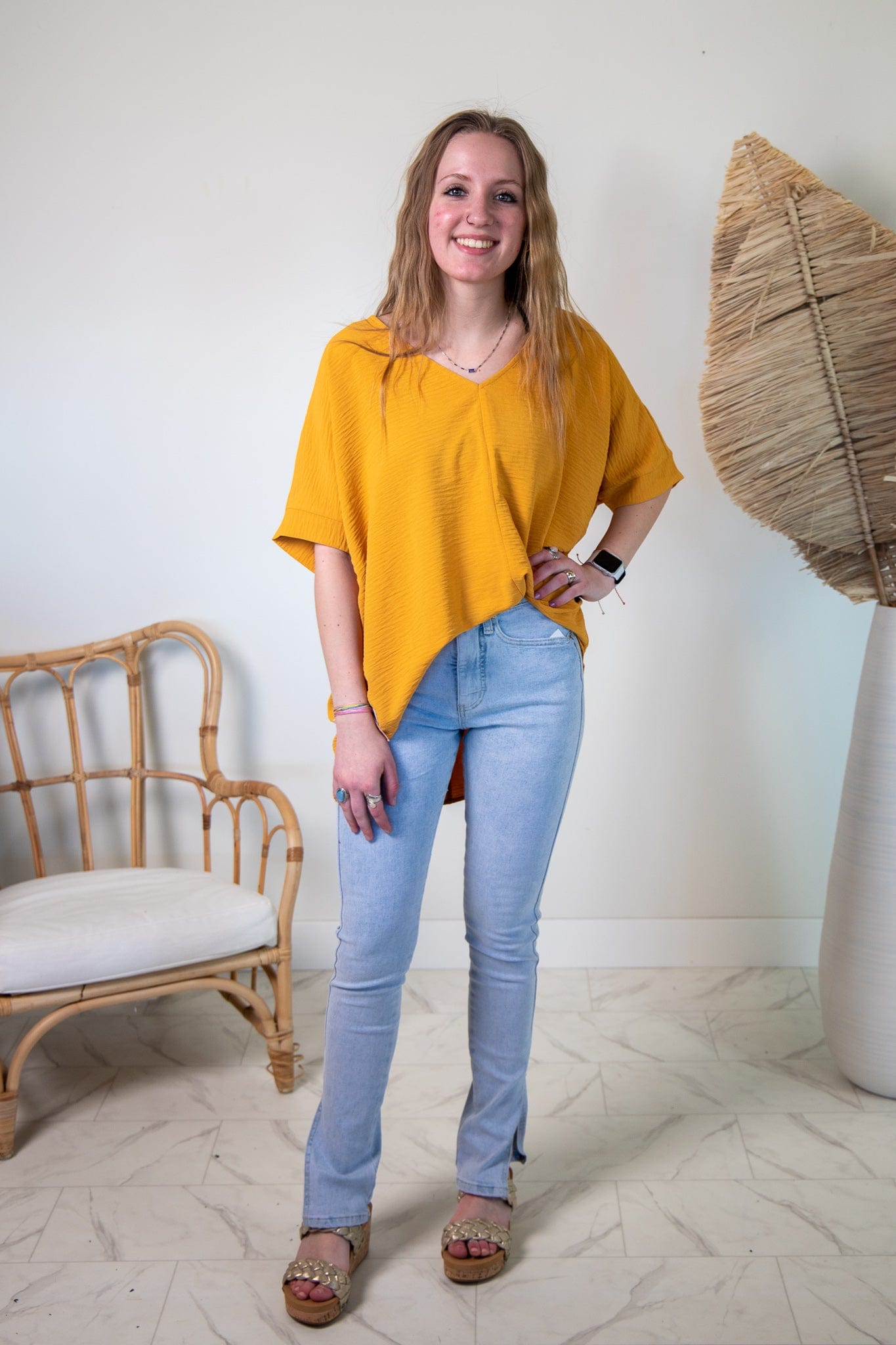 Golden Mustard Breezy Blouse