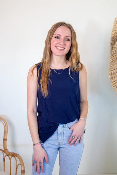Navy Round Neck Tank Top