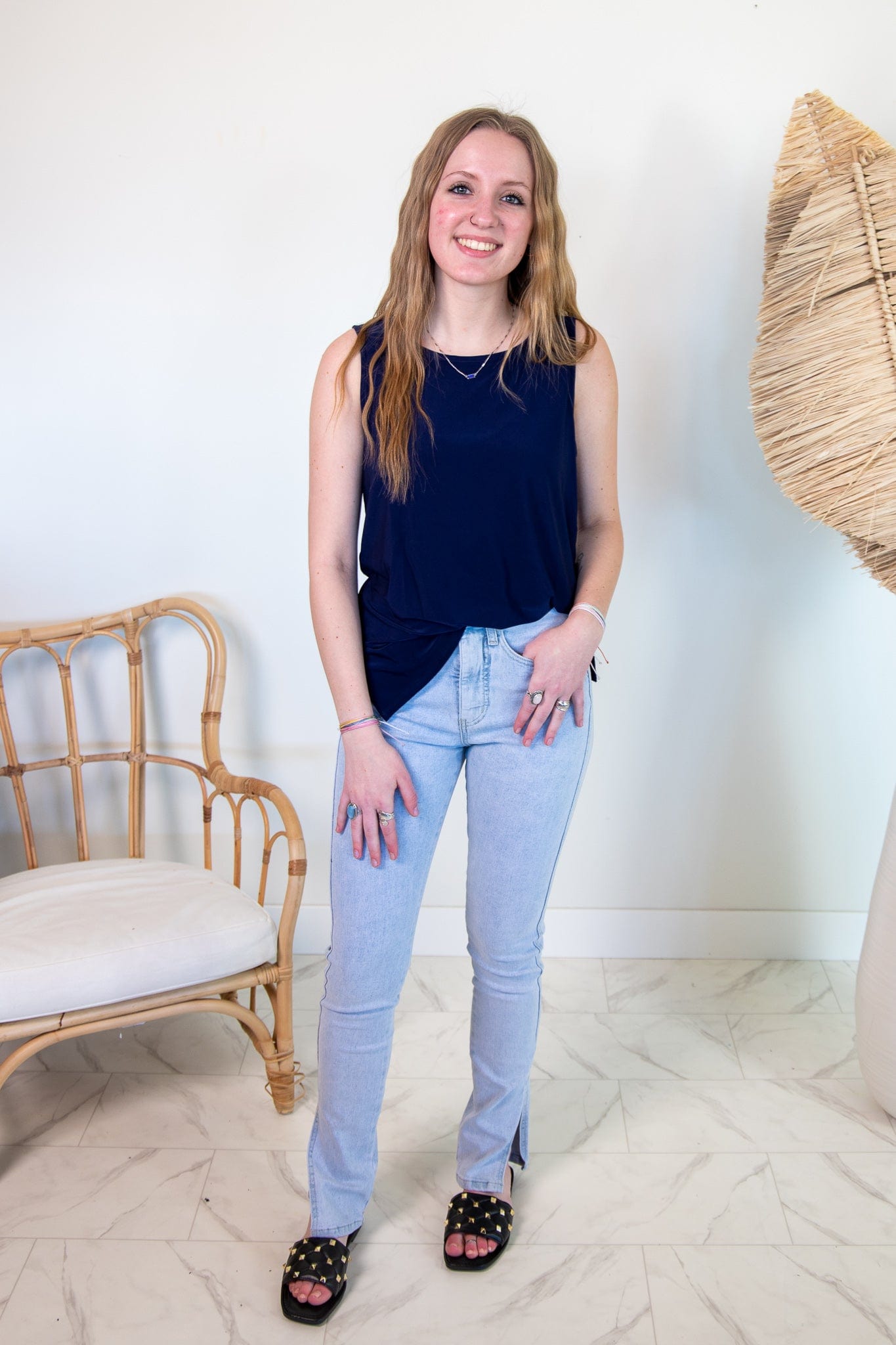 Navy Round Neck Tank Top