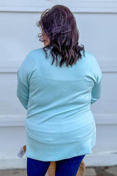 Aqua Daisy Modal Hi Low Pullover