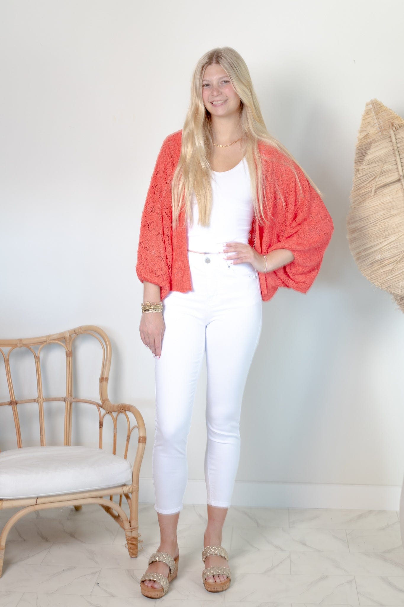 Dark Coral Weaved Sweater Cardigan
