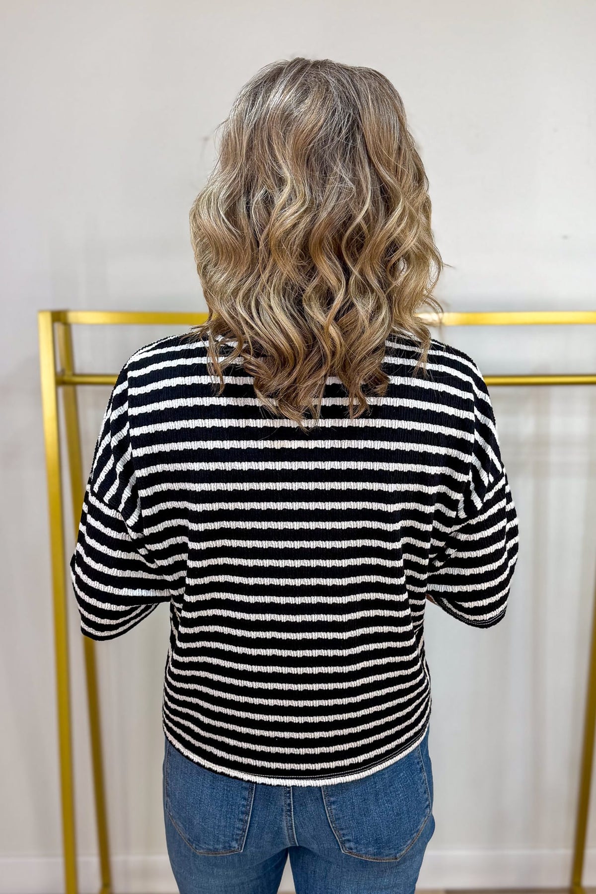Black Coastal Stripe Top Back