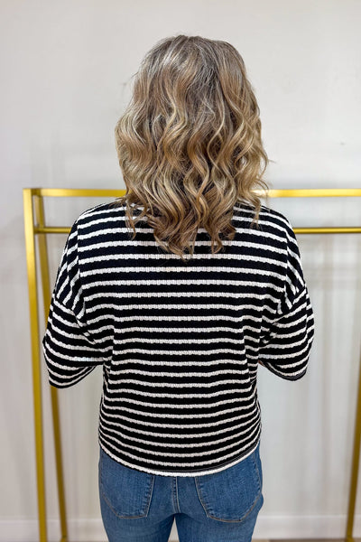 Black Coastal Stripe Top Back