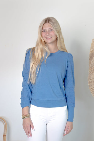 Riviera Pullover w/Embroidered Sleeve
