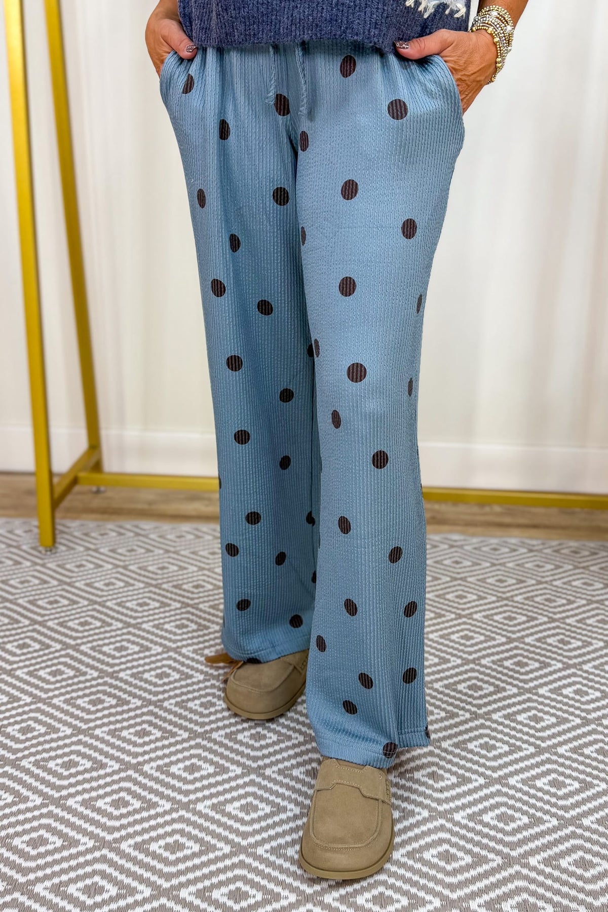 Slate Polka Dot Wide Leg Pants