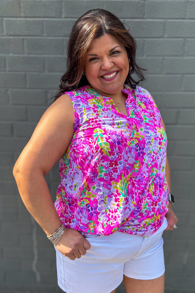Pink & Purple Tropical Floral Lizzy Tank