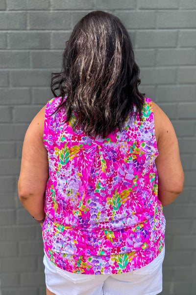Pink & Purple Tropical Floral Lizzy Tank back