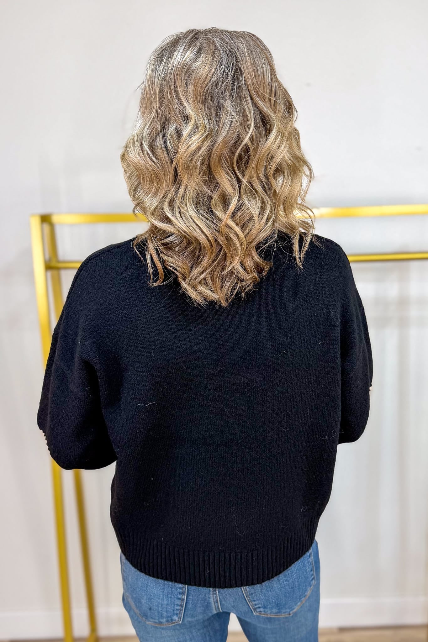 Black Embroidered Flower Sweater