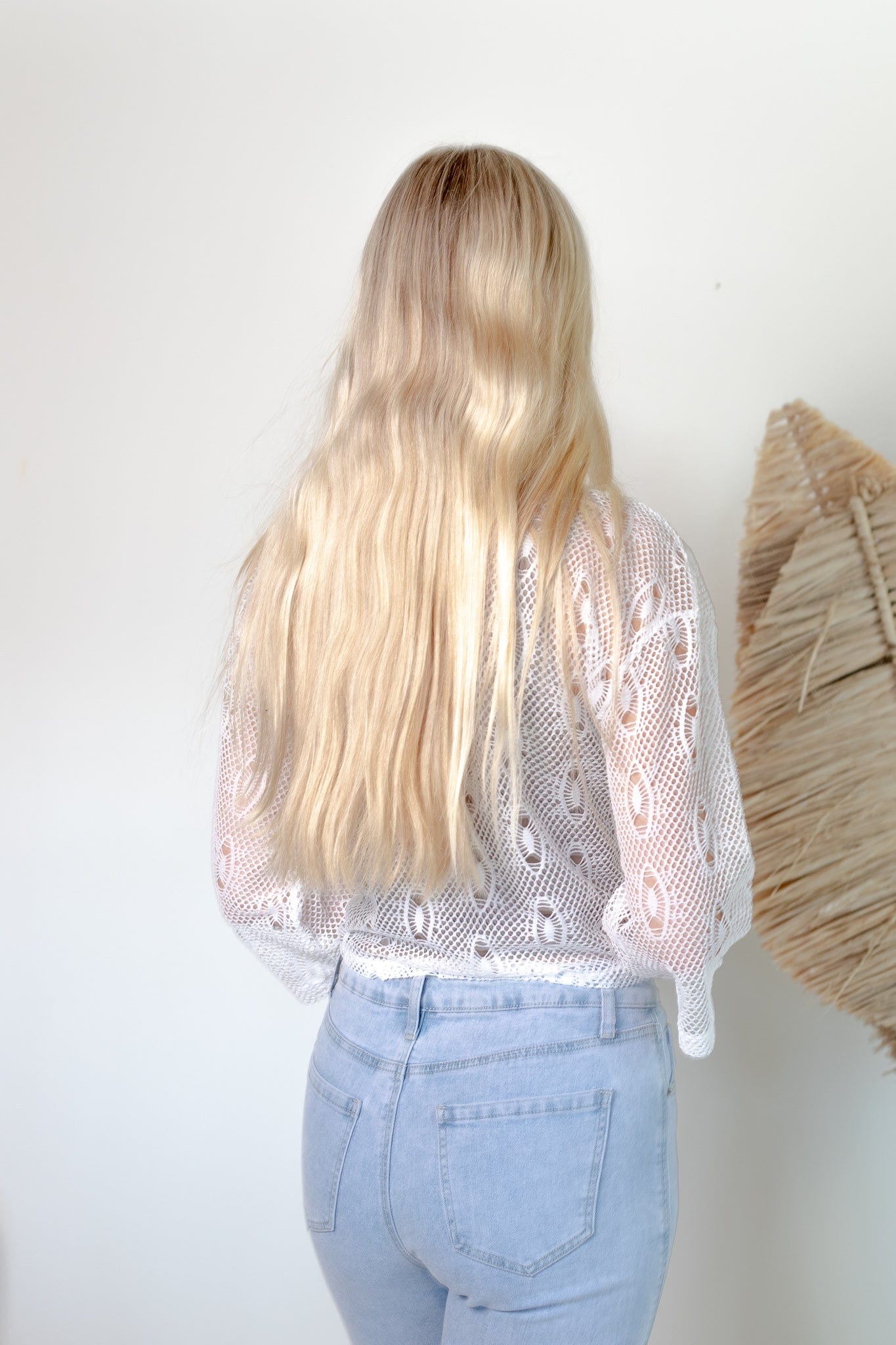 White Tie Waist Mesh Cardigan