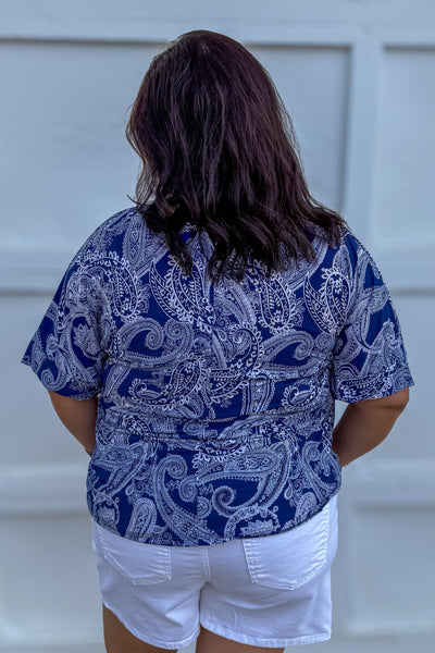 Navy Paisley Cabana Set back