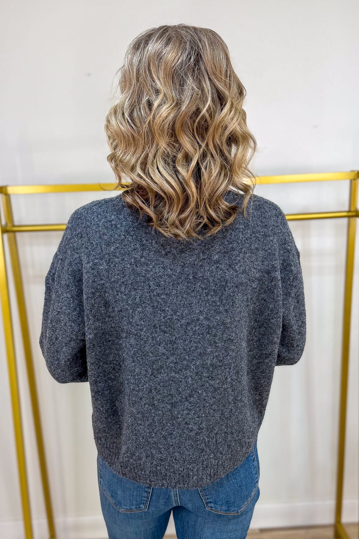 Grey Motif Dog Sweater Back