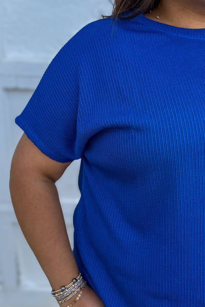 Royal Blue Palm Beach Ribbed Set detailed