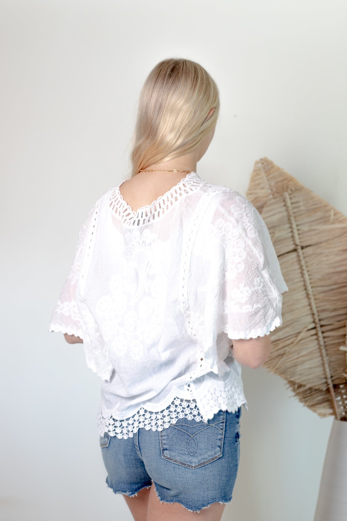 White Cotton Embroidered Blouse