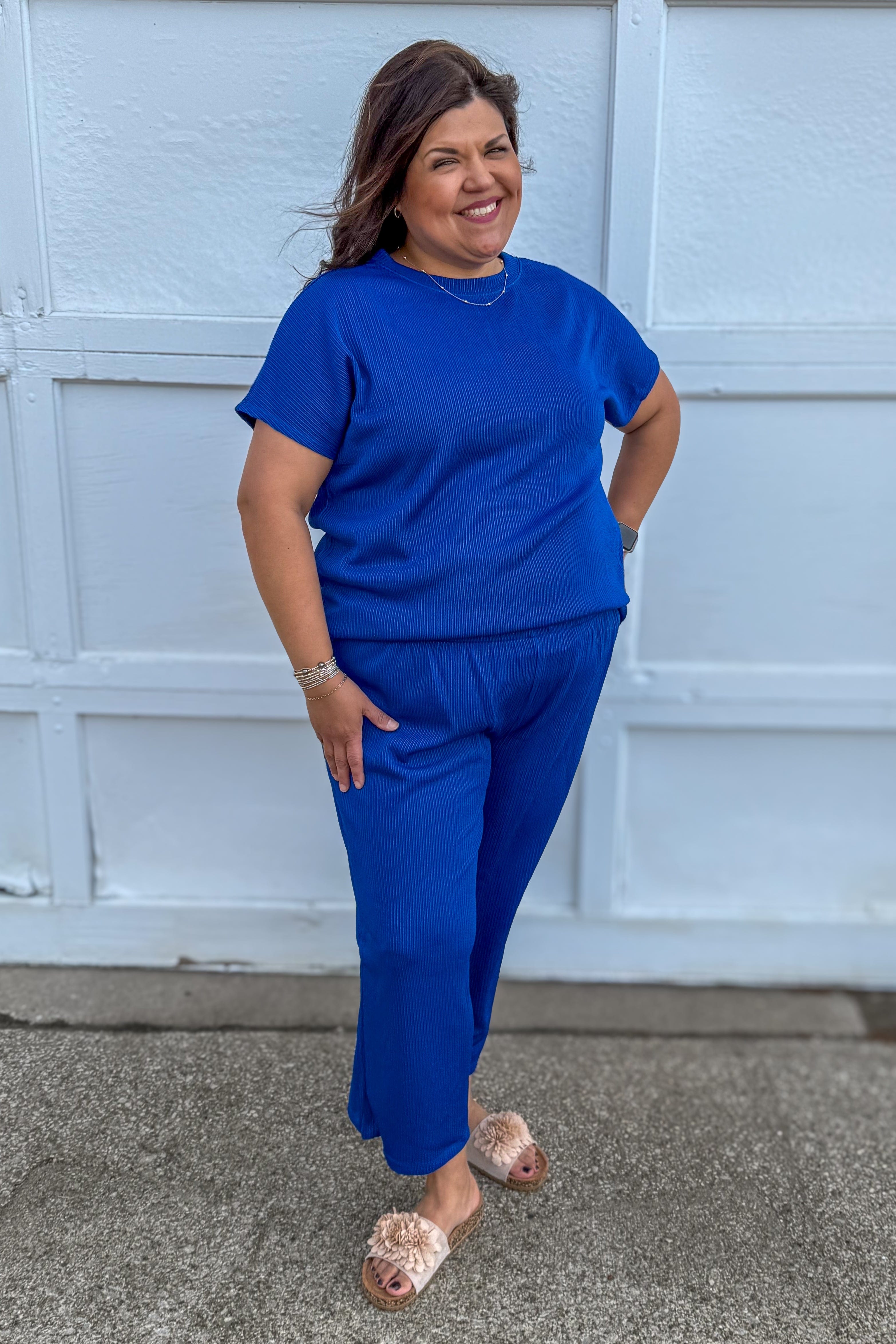 Royal Blue Palm Beach Ribbed Set
