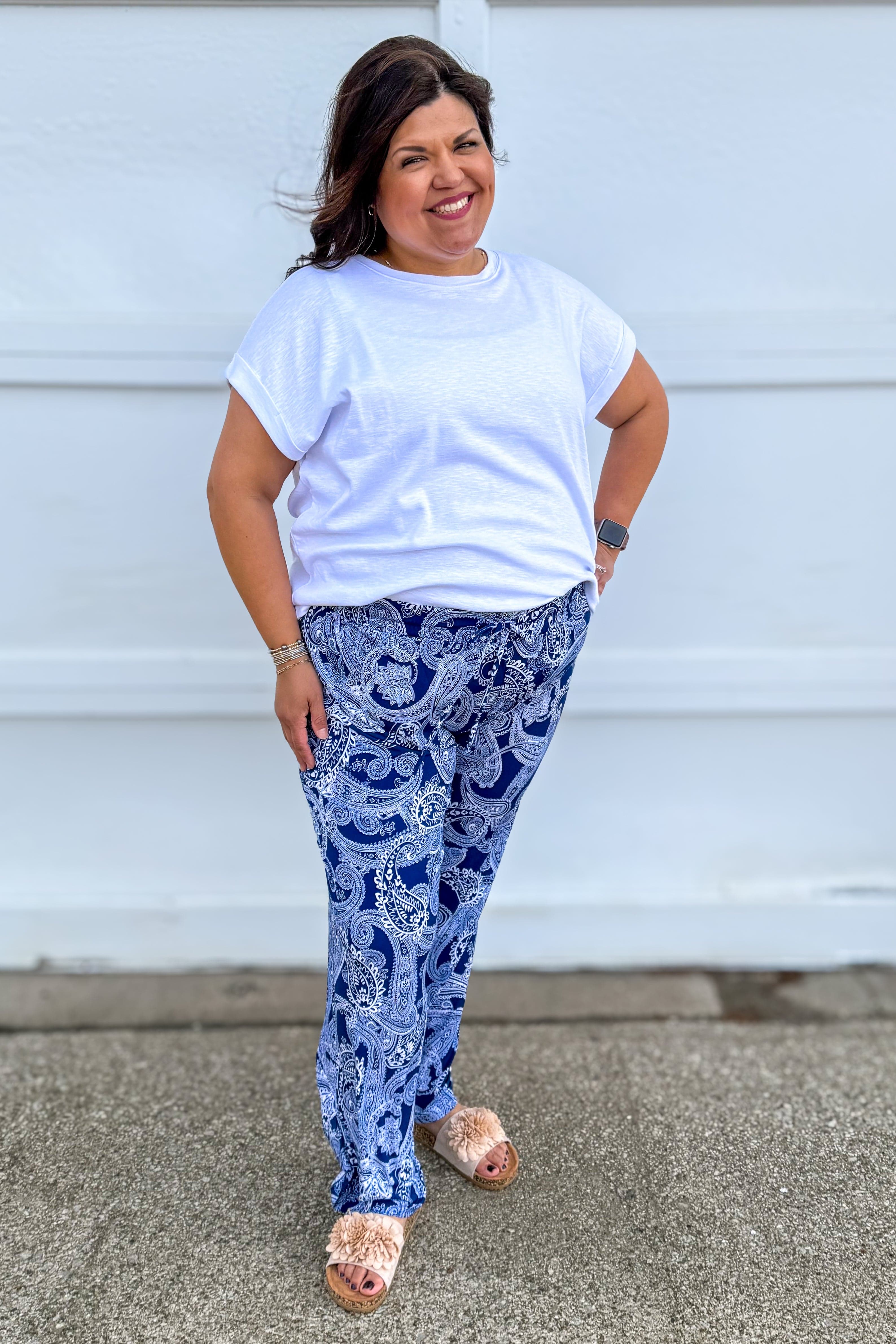 Navy Paisley Cabana Set with white tee