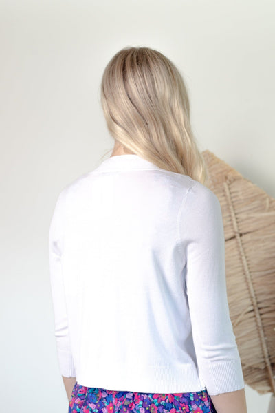Ivory Cropped Sweater Cardigan