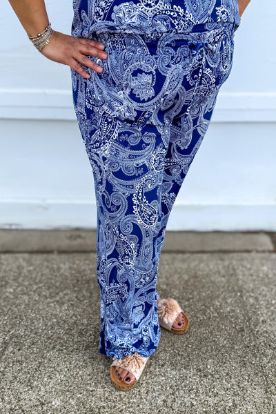 Navy Paisley Cabana Set bottoms