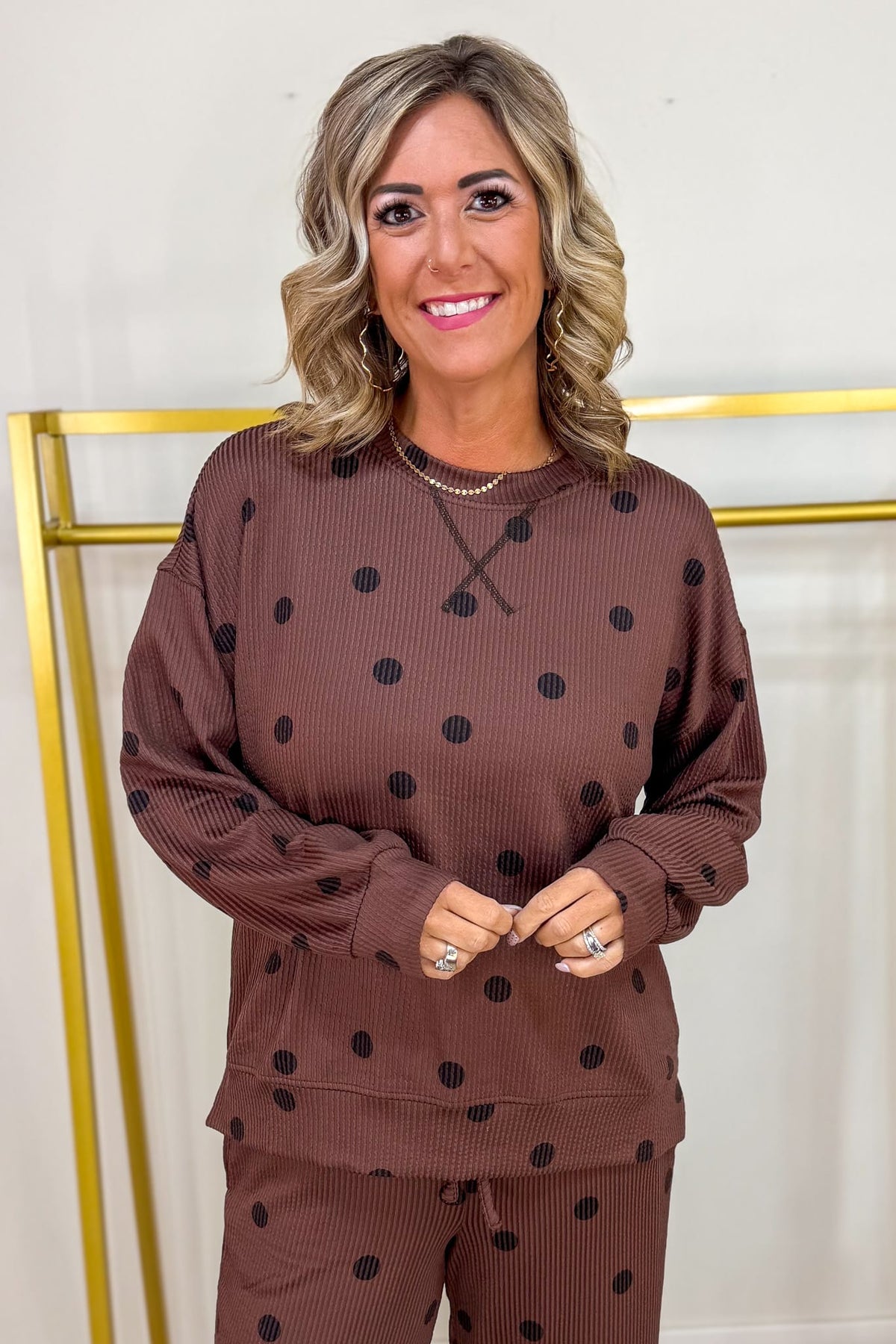 Chocolate Brown Polka Dot Top