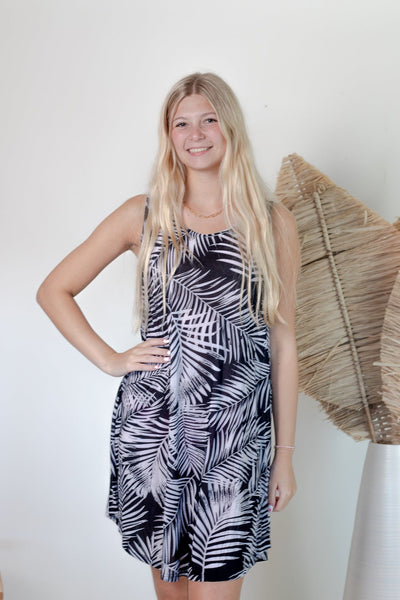 Black Palm OS Swing Dress