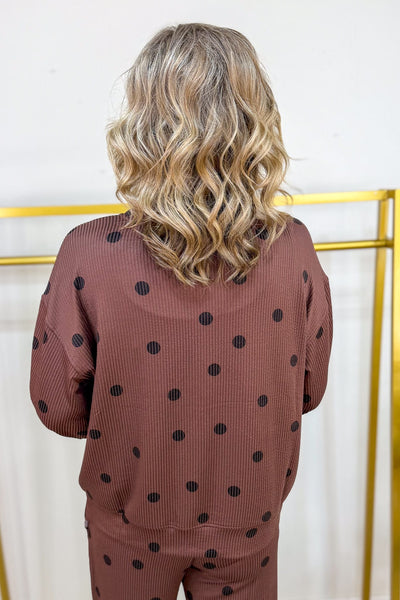 Chocolate Brown Polka Dot Top Back