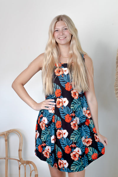 Botanical Island OS Swing Dress