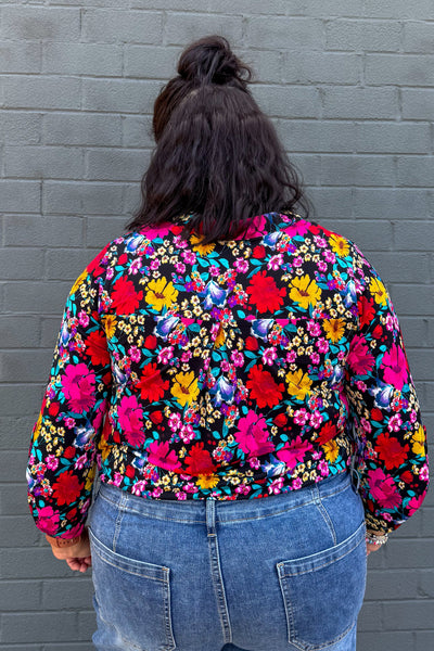 Black Multi Color Floral Lizzy Top