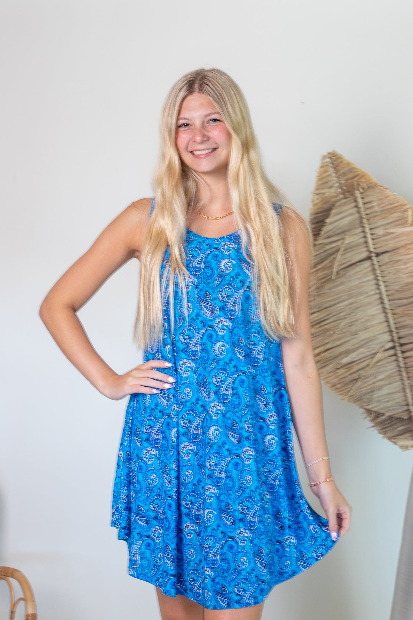 Blue Paisley OS Swing Dress