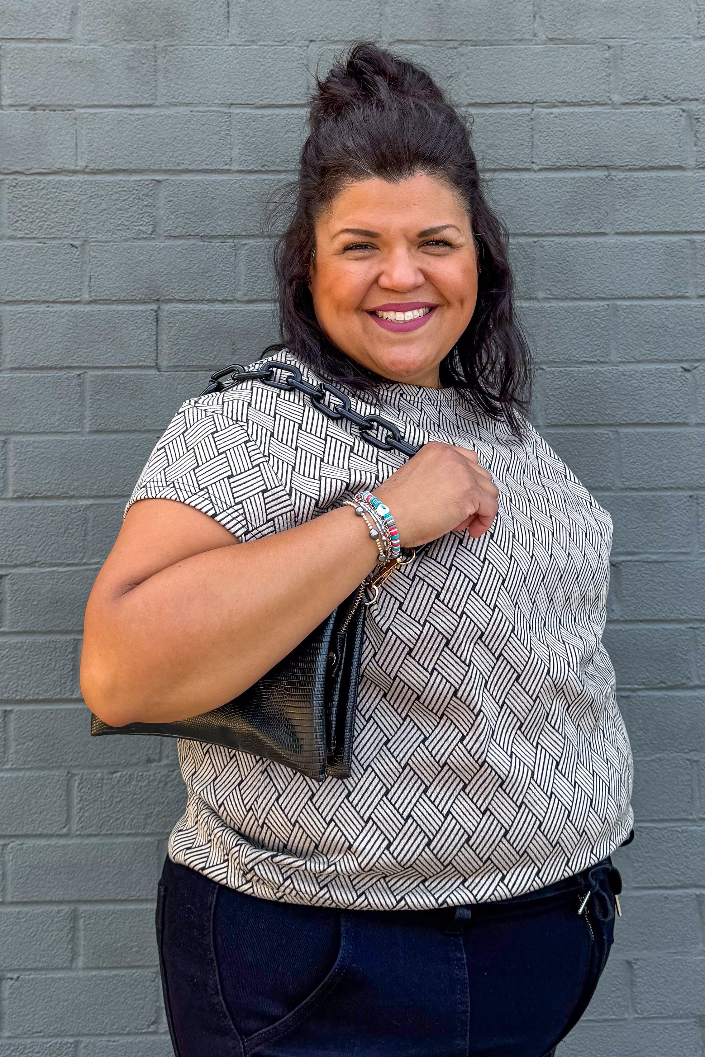 Brown Textured Short Sleeve Sweatshirt Top