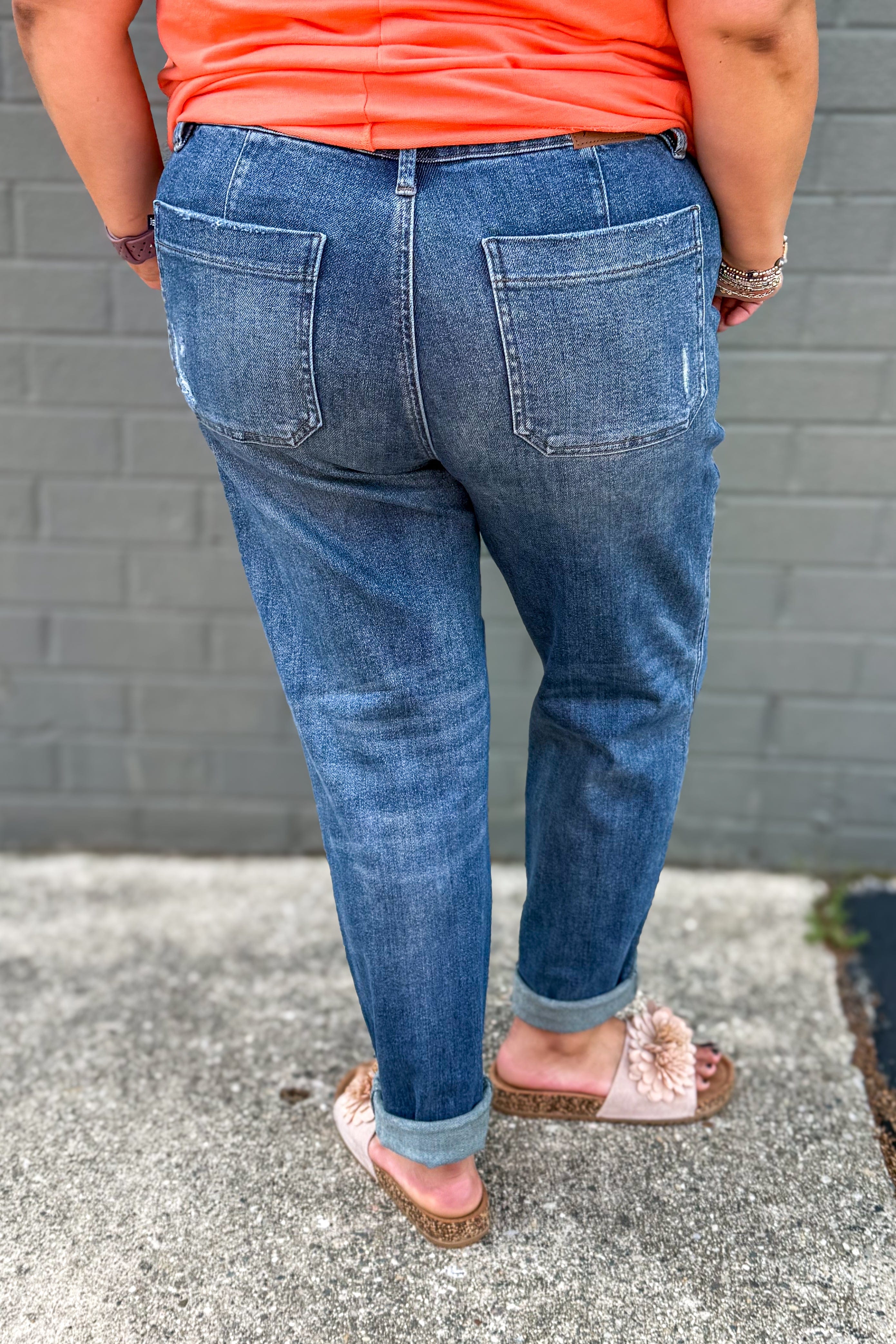 Dark Wash High Waist Denim Jogger back
