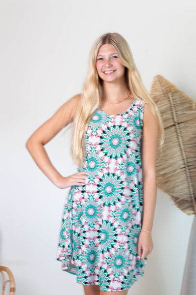 Green & Pink OS Swing Dress