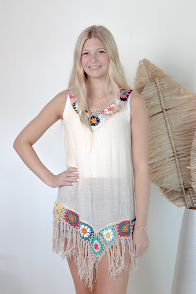 Natural Multi Color Crochet Cover Up