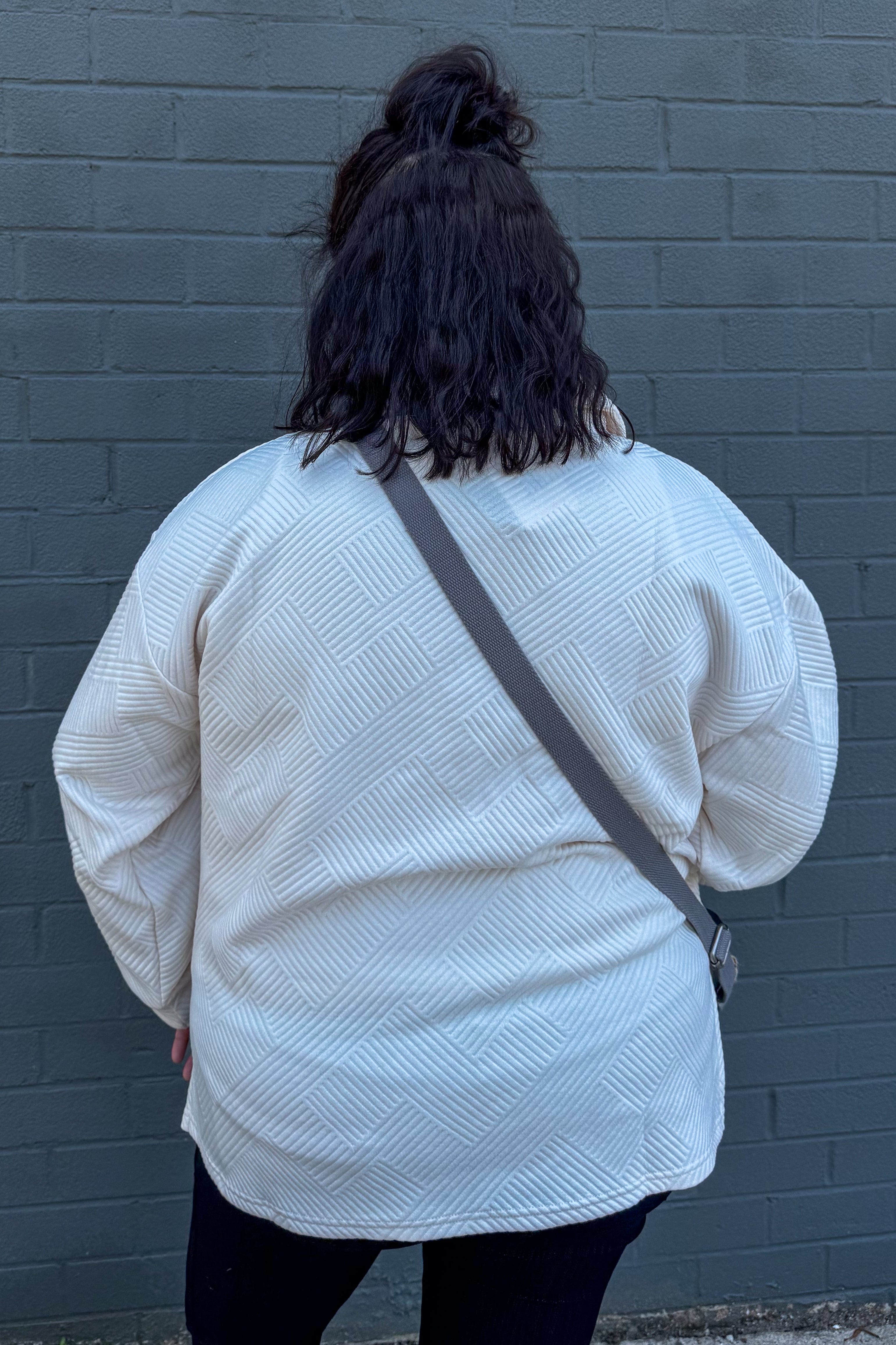 Cream Textured Collared Top back