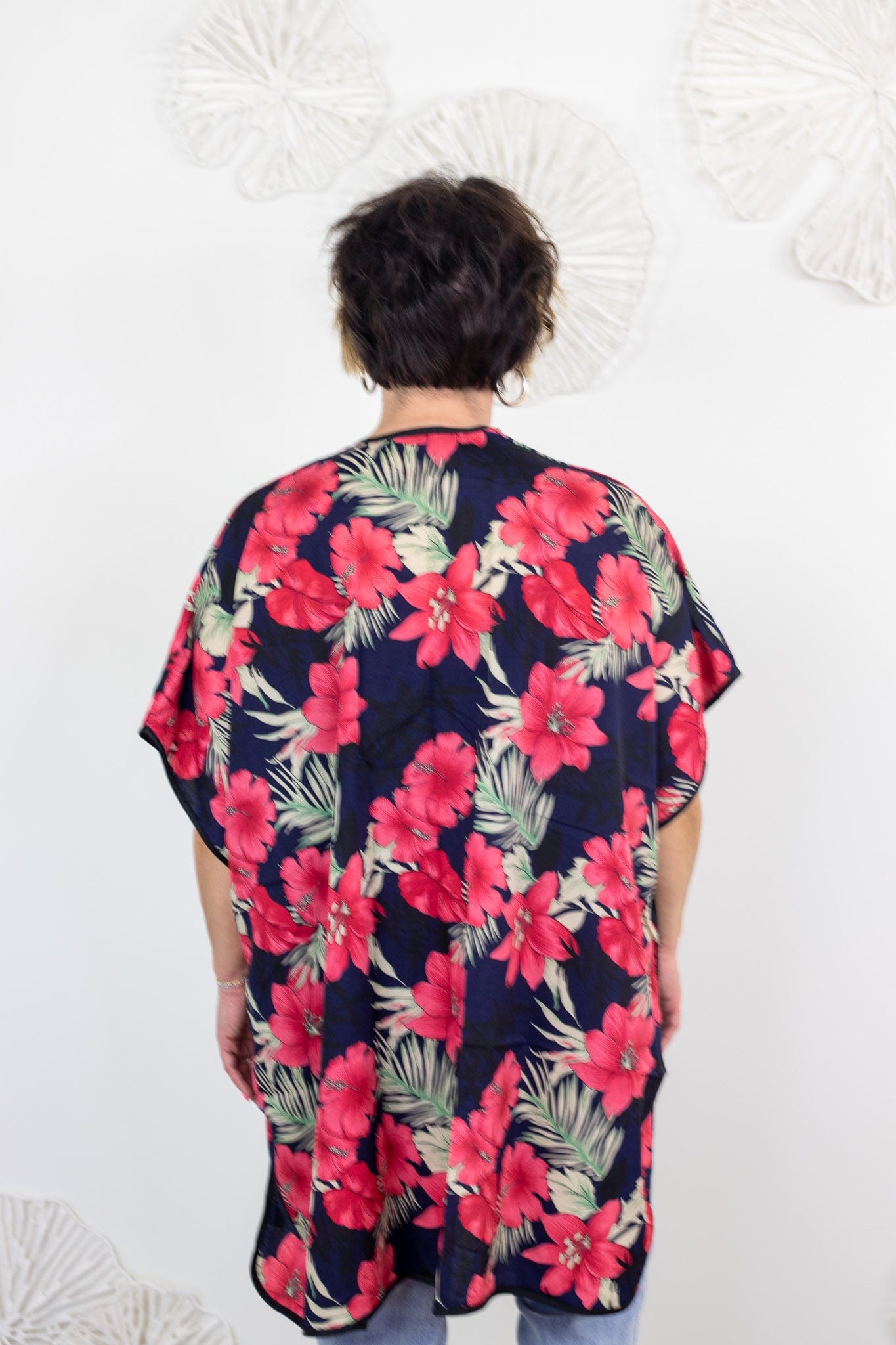 Navy Botanical Kimono