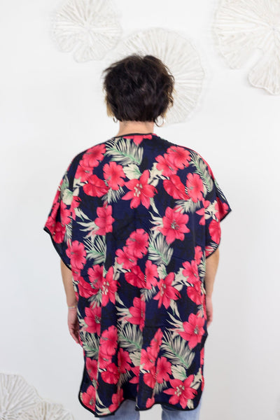 Navy Botanical Kimono