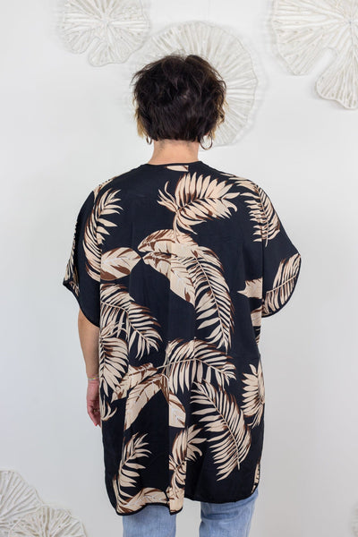 Black Botanical Kimono