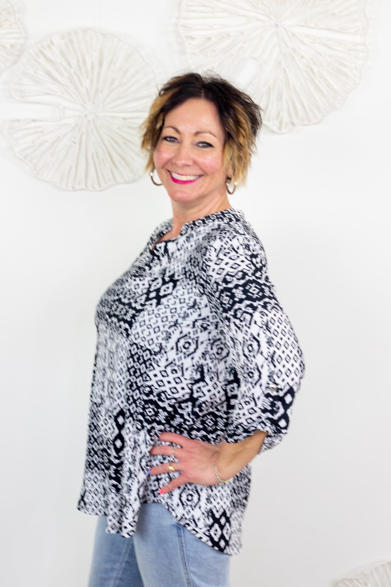 Black & White Diamond Lizzy Top