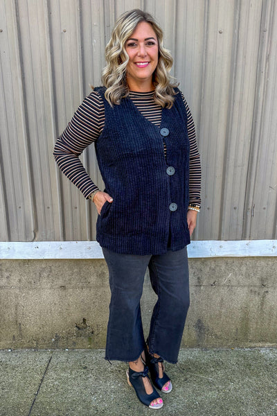 Black Chenille Vest styled