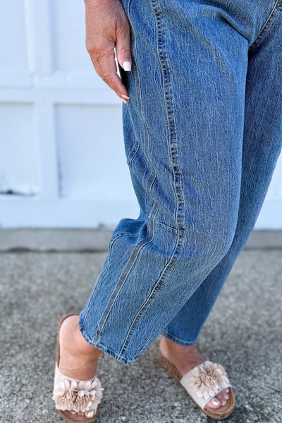 Carbon High Rise Triple Needle Barrel Jeans