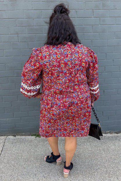 Rust Floral Print Barlowe Dress back