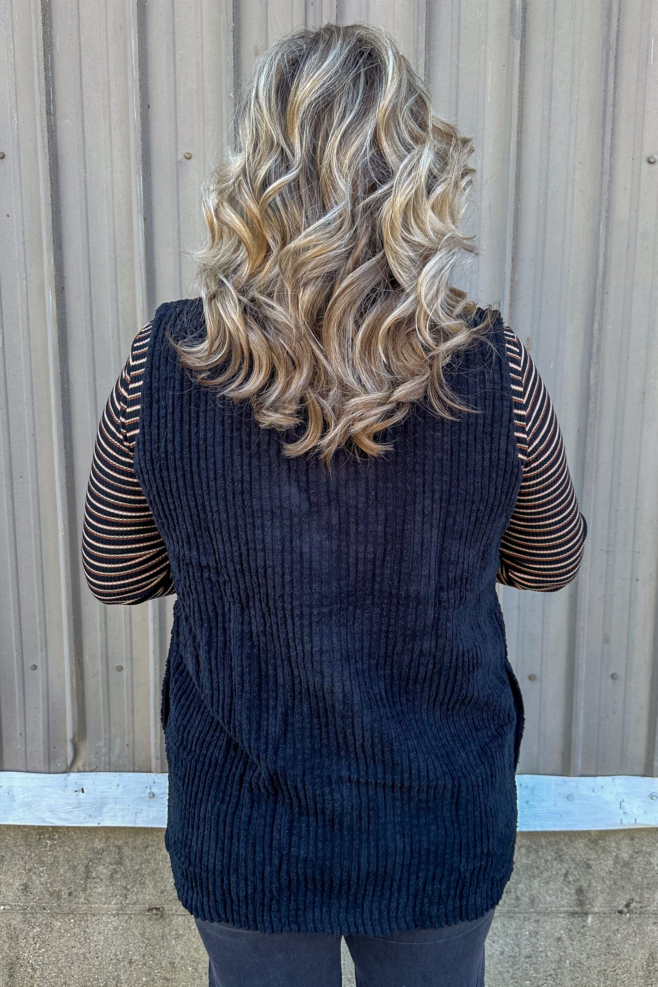 Black Chenille Vest back